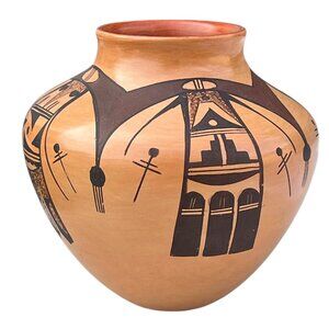 Dolly Joe Navasie Ceramic Pot Handcrafted White Swann Native American Hopi